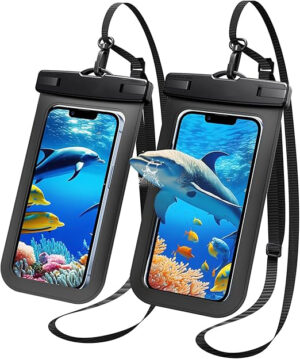 Pack 2 Pzs Impermeable Bolsa Funda para Celular - Azul y Rosa
