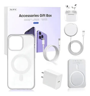 6kit Cargador + Inalambrico + Audif + Funda + Mica Ip 14 Pm